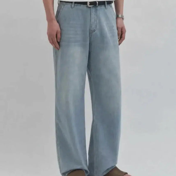 [BUNJANG] Work On Body Off Semi Wide Pants M Light Blue Denim / 워크온바디오프 세미 와이드팬츠