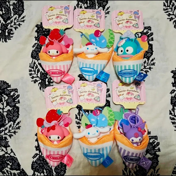 [BUNJANG] Sanrio Characters Crepe Figure Keychain (My Melody, Kuromi, Cinnamoroll, Hangyodon) / 산리오 크레페 피규어 키링 마이멜로디 쿠로미 시나모롤 한교동 블루베리 딸기