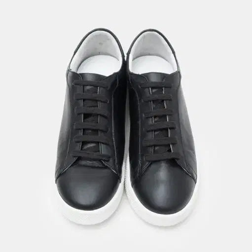 [BUNJANG] Beanpole Lady's Black Basic Leather Sneakers - Size 240 / 빈폴레이디스 블랙 베이직 레더 스니커즈