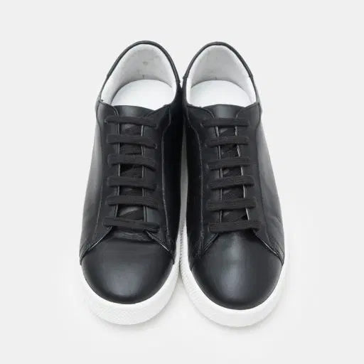 [BUNJANG] Beanpole Ladies Black Basic Leather Sneakers - Size 240 / 빈폴레이디스 블랙 베이직 레더 스니커즈