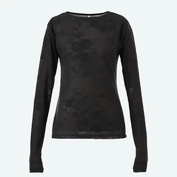 [BUNJANG] Teak Flower Jacquard Long Sleeve T-Shirt Black / 새상품 티크 Teak FLOWER JACQUARD T (오눅착용)