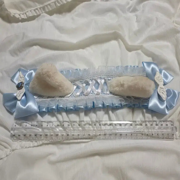 [BUNJANG] Mizuiro Lace Cat Ear Headband / 서브컬쳐 섭컬 미즈이로 레이스 네코미미 머리띠 카츄사 헤도레