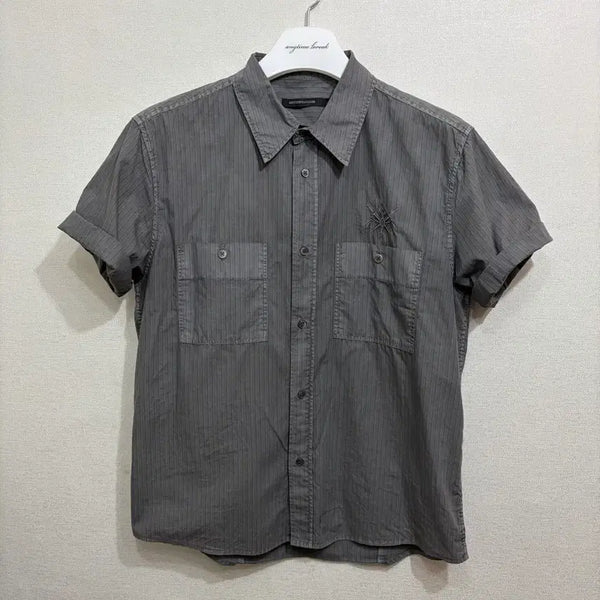 [BUNJANG] HAECHING ROOM x How to Train Your Dragon Bone Dragon Over Dyed Stripe Shirt Grey Size 2 / 해칭룸 x 드래곤 길들이기 Bone Dragon Shirt Over Dyed Stripe Grey