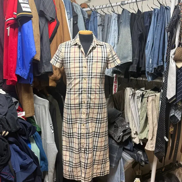 [BUNJANG] Burberry Nova Check Short Sleeve Shirt Dress / [uk8] 버버리 노바체크 반팔 원피스