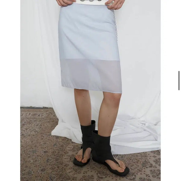 [BUNJANG] Fromwear Sheer Layered Skirt Sky Blue / 프롬웨어 쉬어 레이어드 스커트 스카이 블루