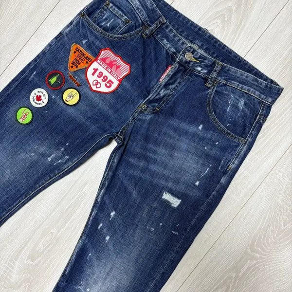 [BUNJANG] DSQUARED2 "Made in Italy 1995" Distressed Paint Splatter Dark Wash Denim Jeans / DSQUARED2 청바지