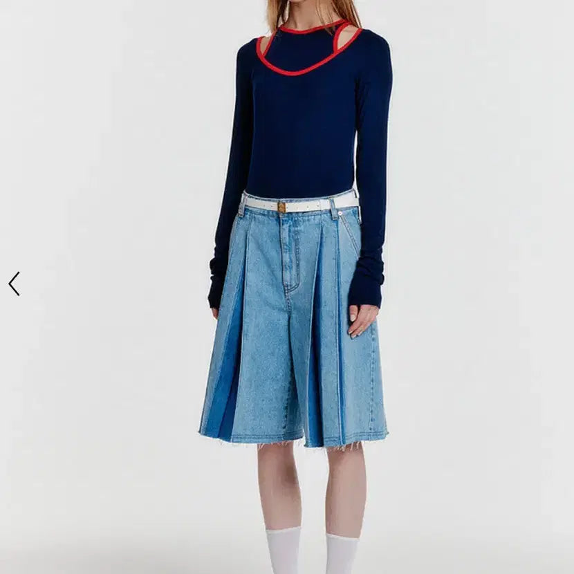 [BUNJANG] EENK Pleated Denim Bermuda Shorts / EENK 잉크 플리츠 데님 쇼츠 YECO Pleated Denim Bermuda Shorts