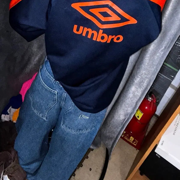 [BUNJANG] Umbro Old School Big Logo Track Top - Orange Navy / 엄브로 올드스쿨 빅 로고 져지 오렌지 네이비 트랙탑 엄성현