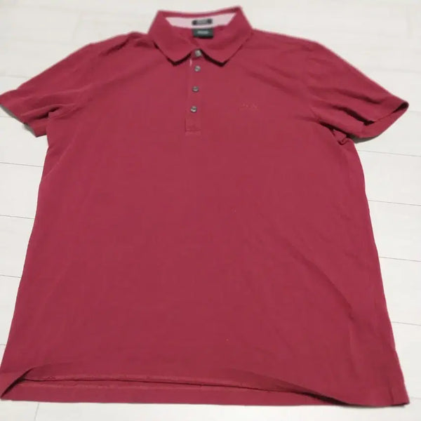 [BUNJANG] BOSS Men's Burgundy Short Sleeve Polo Shirt / BOSS 남성 반팔 카라티 버건디L