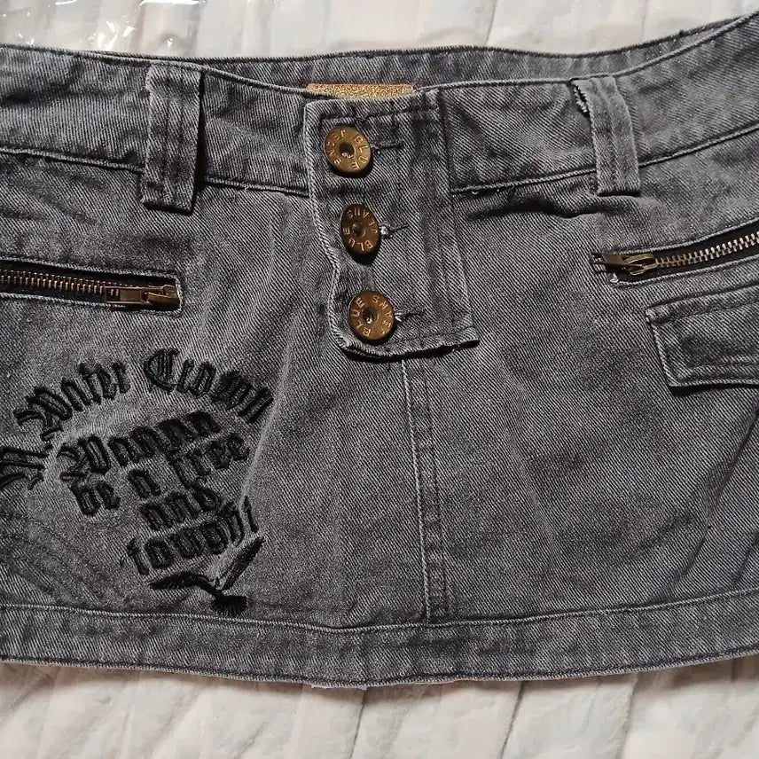 [BUNJANG] S-Layery Glitter Denim Mini Skirt / 글리터갸루 그레이데님미니스커트