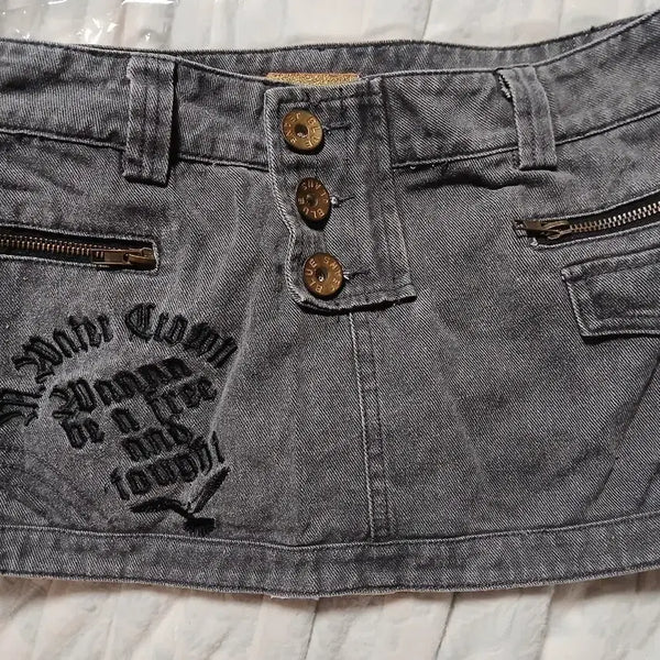 [BUNJANG] S-Layery Glitter Denim Mini Skirt / 글리터갸루 그레이데님미니스커트