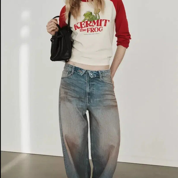 [BUNJANG] ZARA TRF Mid-Rise Rolled-Waist Jeans (Size 34) / ZARA 자라 TRF 미드라이즈 롤업웨이스트 청바지 34사이즈