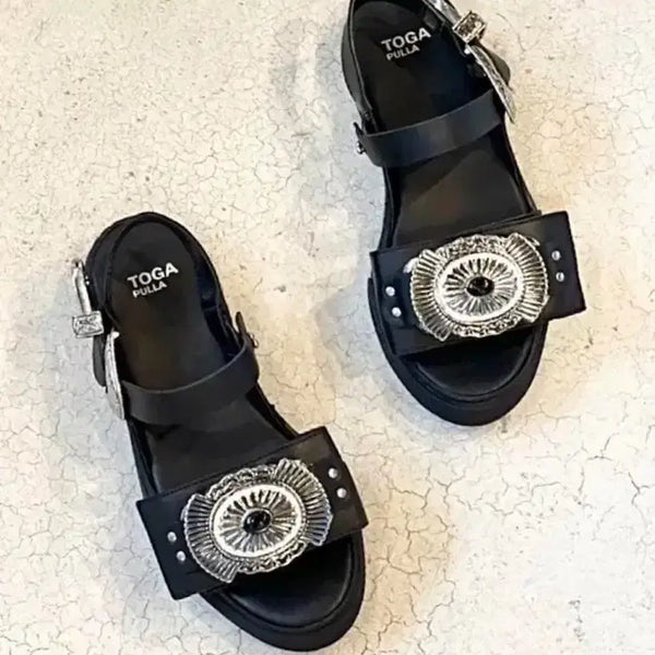 [BUNJANG] Toga Pulla Ethnic Buckle Embellished Sandals (Size 38) / Toga 토가 풀라 에스닉 버클 장식 샌들 38 (새상품₩