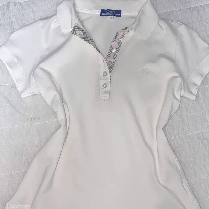 [BUNJANG] Burberry Blue Label Polo Shirt Nova Check White Pink Vintage / 버버리 블루라벨 카라티 노바 체크 흰색 핑크 빈티지