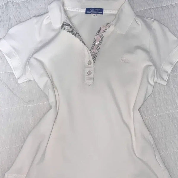 [BUNJANG] Burberry Blue Label Polo Shirt Nova Check White Pink Vintage / 버버리 블루라벨 카라티 노바 체크 흰색 핑크 빈티지