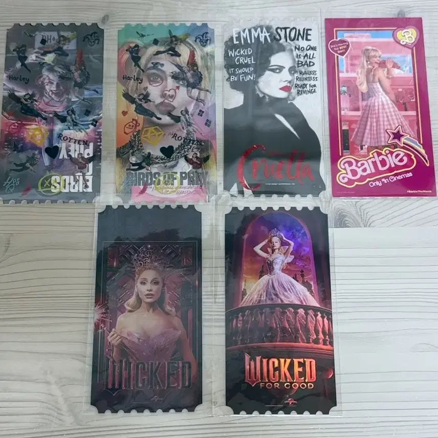 [BUNJANG] Bundle Set Original Ticket Set: Buzz of Prey, Cruella, Barbie, Wicked / 6개 일괄) 크루엘라 바비 위키드 버즈 오브 프레이 오리지널티켓 오티 메가박스 메박