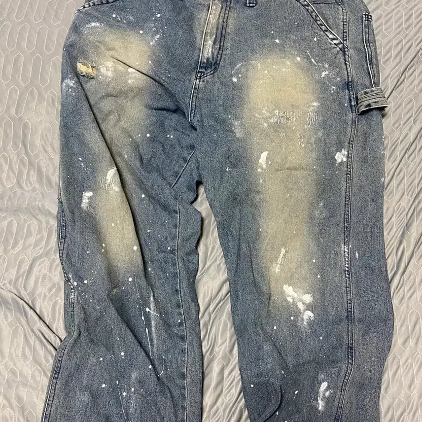 [BUNJANG] Goodness Painting Carpenter Denim Pants / [XL] 굿니스 페인팅 카펜터 데님 팬츠