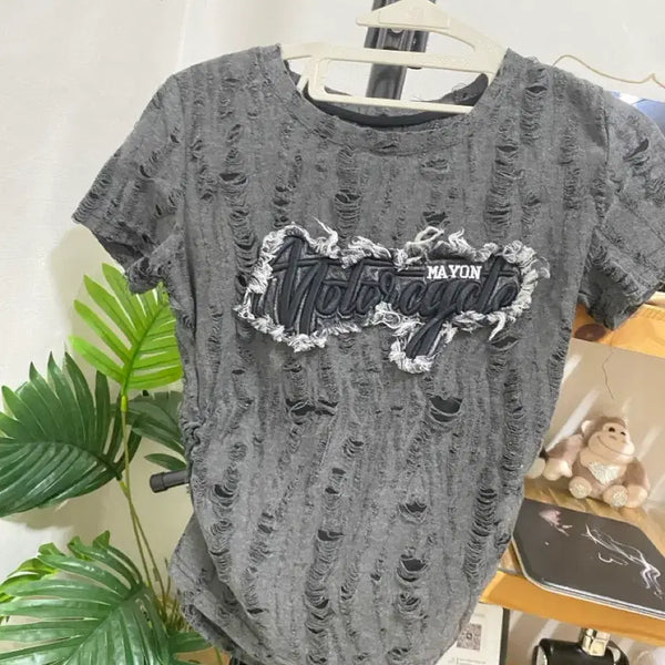 [BUNJANG] MAYON Distressed T-Shirt Gray / MAYON 디스트로이드 티셔츠 회색