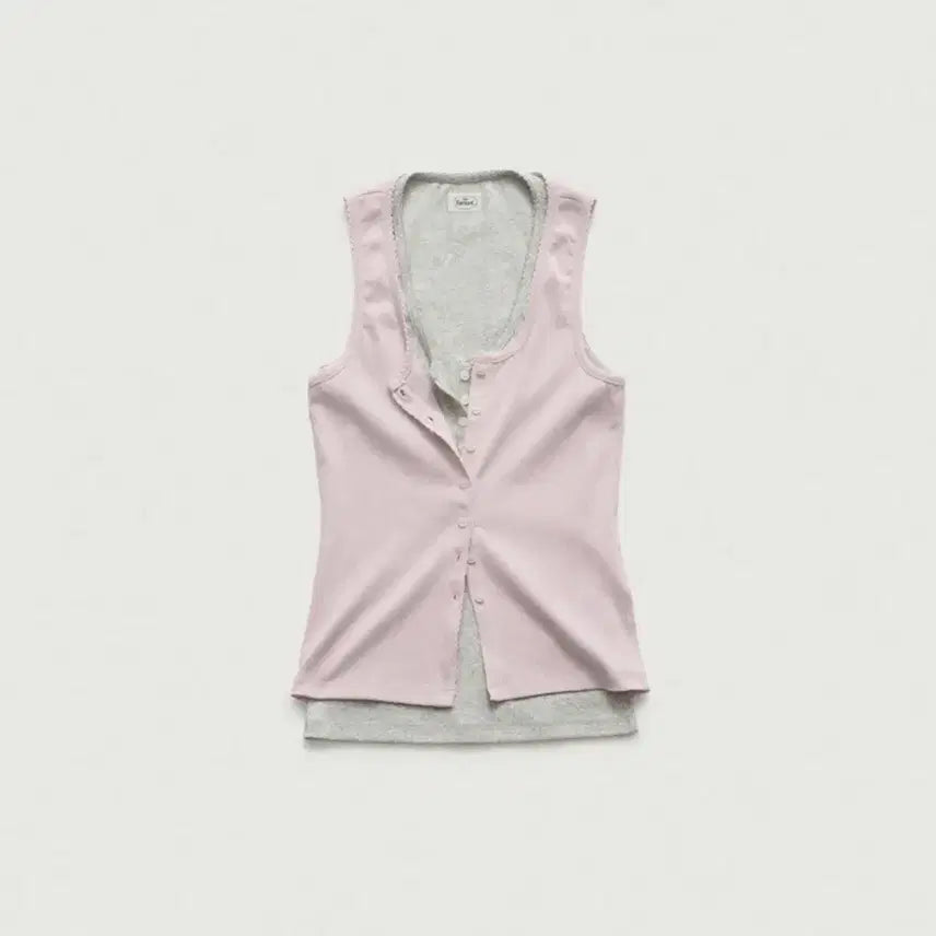 [BUNJANG] TheBarnet Clara Button Layer Tank Top - Light Pink / 더바넷 Clara Button Layer Tank Top_Light Pink