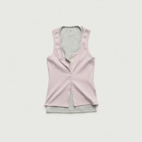 [BUNJANG] TheBarnet Clara Button Layer Tank Top - Light Pink / 더바넷 Clara Button Layer Tank Top_Light Pink