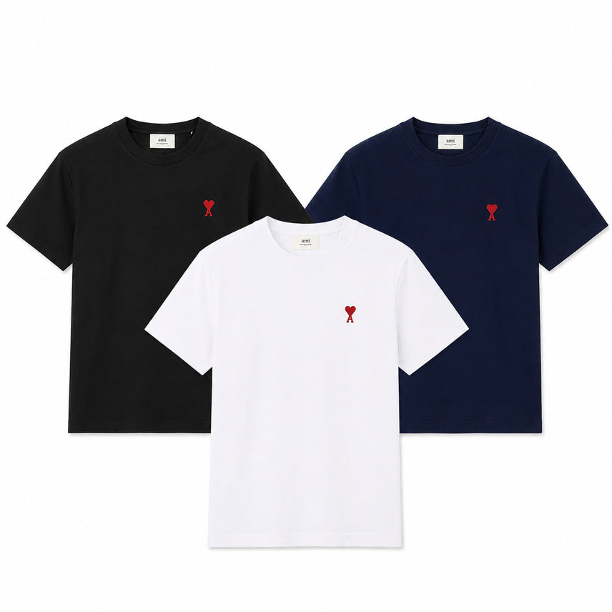 [BUNJANG] AMI Heart Logo Short Sleeve T-Shirt (Unsealed) / 정품/새상품 ) 아미 하트 로고 반팔티 남여공용