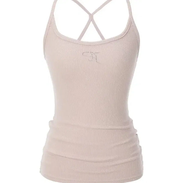 [BUNJANG] Third Time Jewel Cross Bag Tank Top Pink / 쓰리타임즈 쥬얼 크로스백 탱크탑 핑크