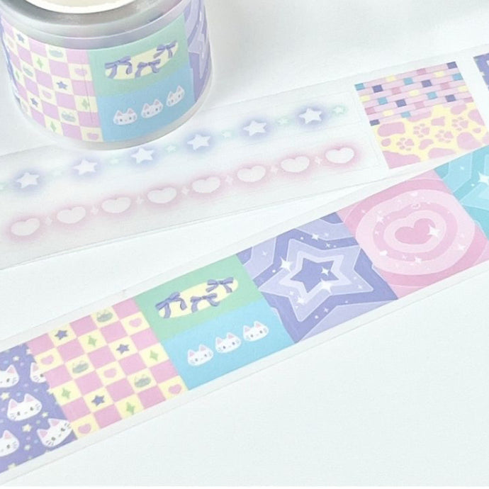 [BUNJANG] Kinyahaus Cute Beam Pastel Cat Washi Tape Sticker / 키스컷 띵) 키냐하우스 큐트빔 파스텔 고양이 마테 스티커 문구 다꾸 문덕