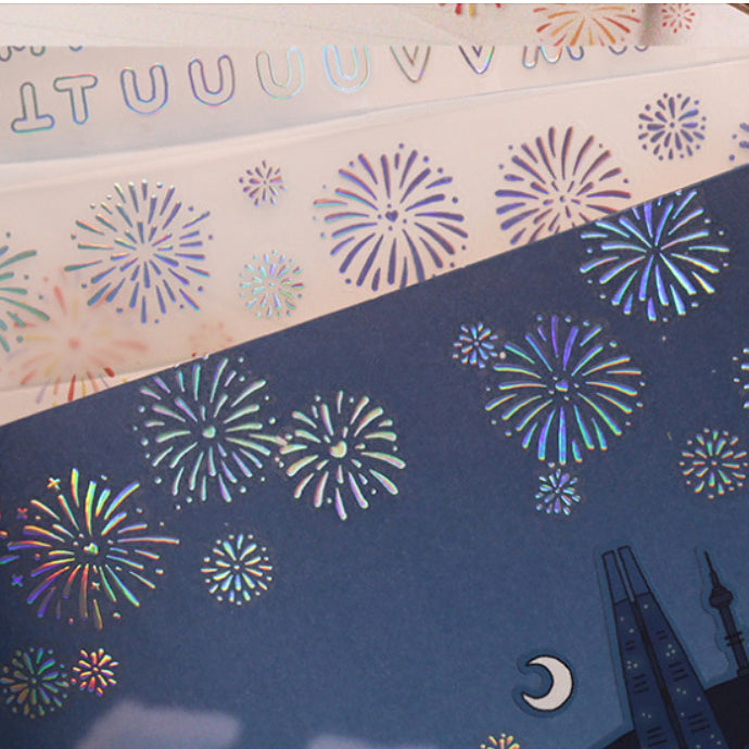 [BUNJANG] Ddu-ddu Store Hologram Fireworks Washi Tape Stickers / 키스컷 띵) 뚜뚜상점 홀로그램 불꽃놀이 홀로그램 코팅 마테 다꾸 문구 스티커