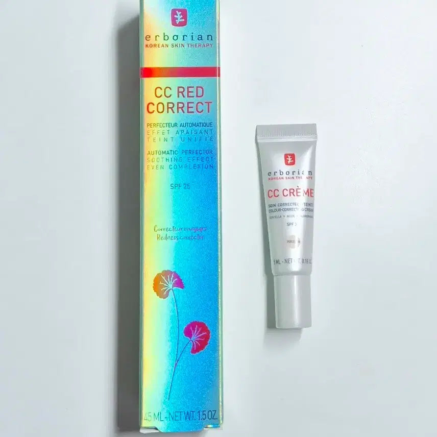 [BUNJANG] Erborian CC Red Correct 45ml + CC Cream Porcelain 5ml Set / [미개봉]에르보리앙 cc레드코렉트 45ml+cc크림 포슬린 5ml