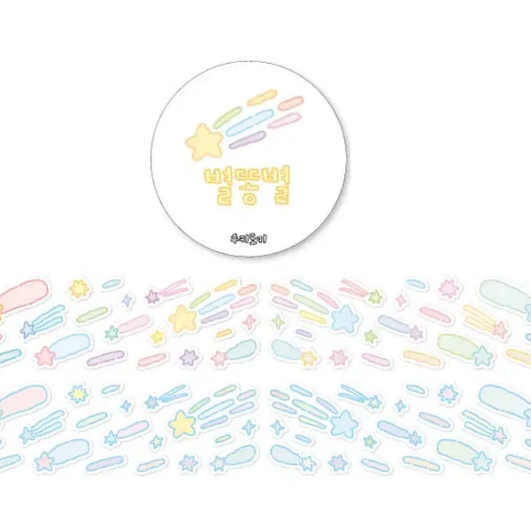 [BUNJANG] Sukidoki Shooting Star Transparent Washi Tape Sticker / 키스컷 띵) 수키도키 별똥별 투명 마테 스테커 문구 다꾸 문덕