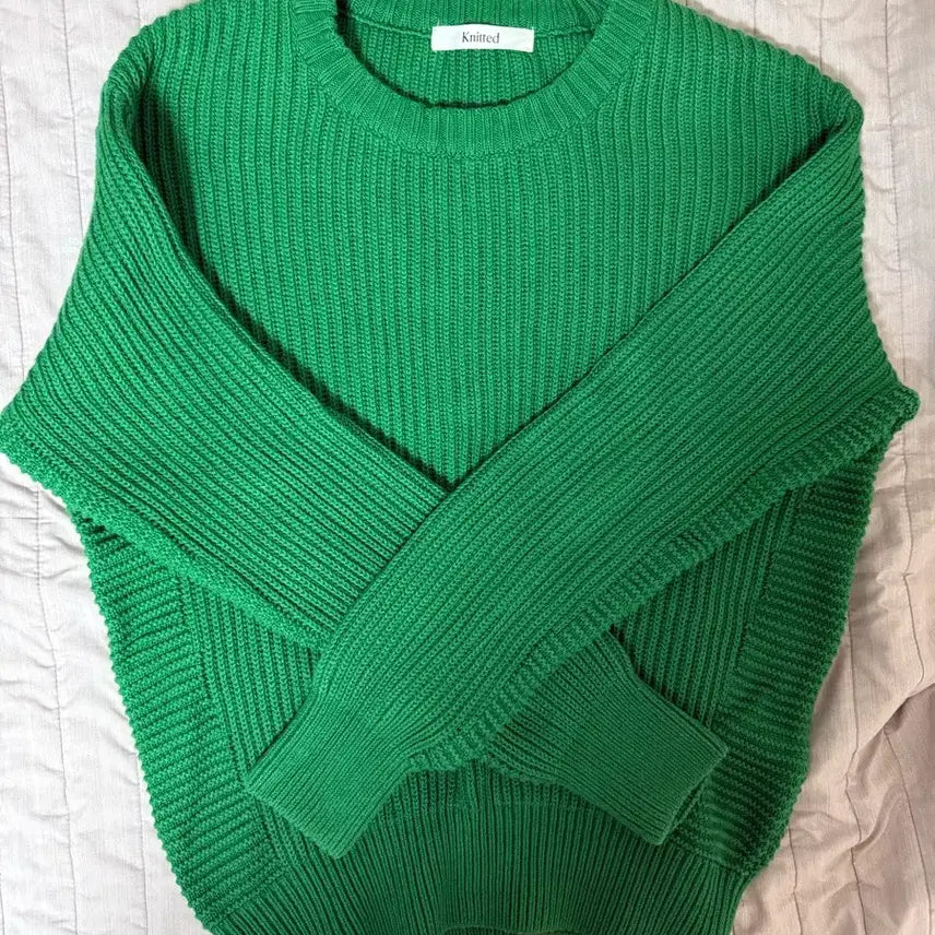 [BUNJANG] Nted X Kang Stylist Cotton Minimal Round Knit M / 니티드X깡스타일리스트 코튼 미니멀 라운드 니트