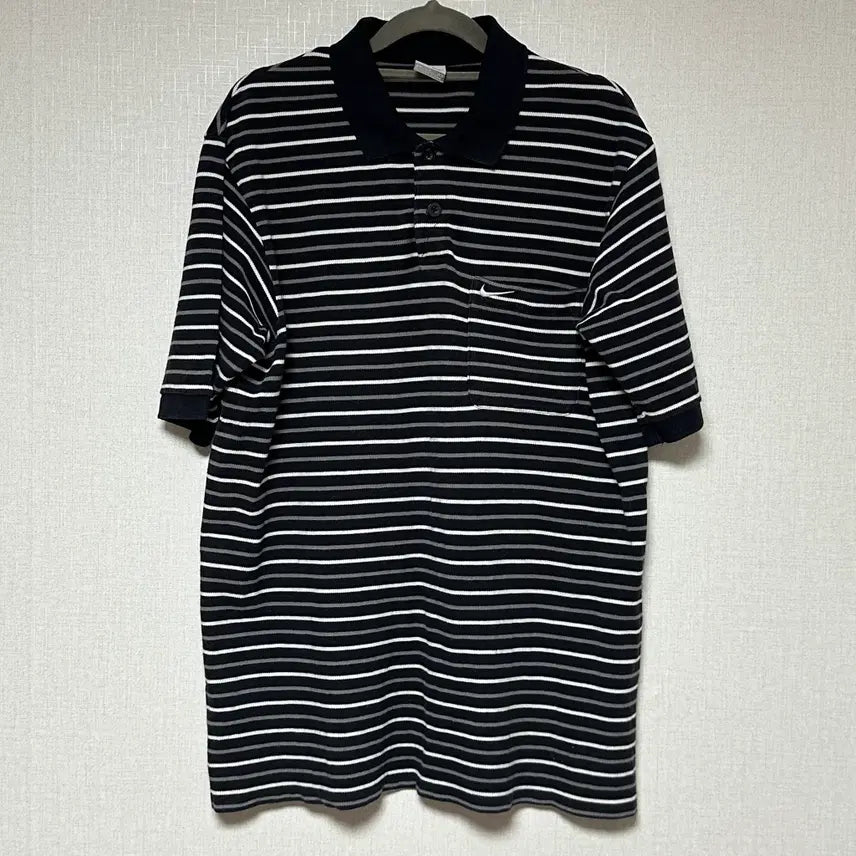 [BUNJANG] Nike Striped Short Sleeve Polo Shirt / 나이키 스트라이프 반팔 피케티 카라티