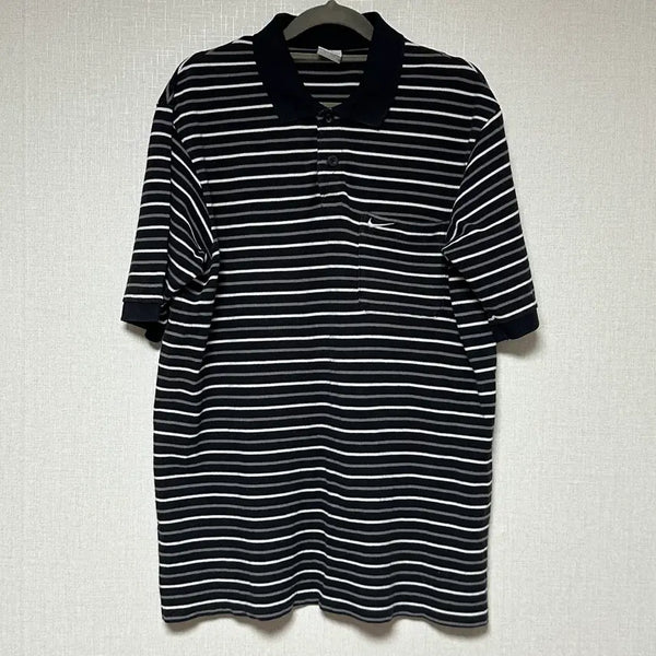 [BUNJANG] Nike Striped Short Sleeve Polo Shirt / 나이키 스트라이프 반팔 피케티 카라티