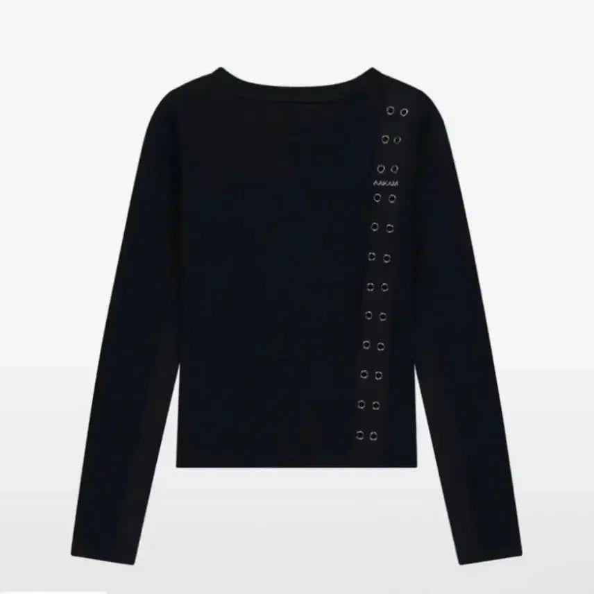 [BUNJANG] Arkam Eyelet Long Sleeve Dark Grey / 아캄 아일렛 롱슬리브 다크그레이