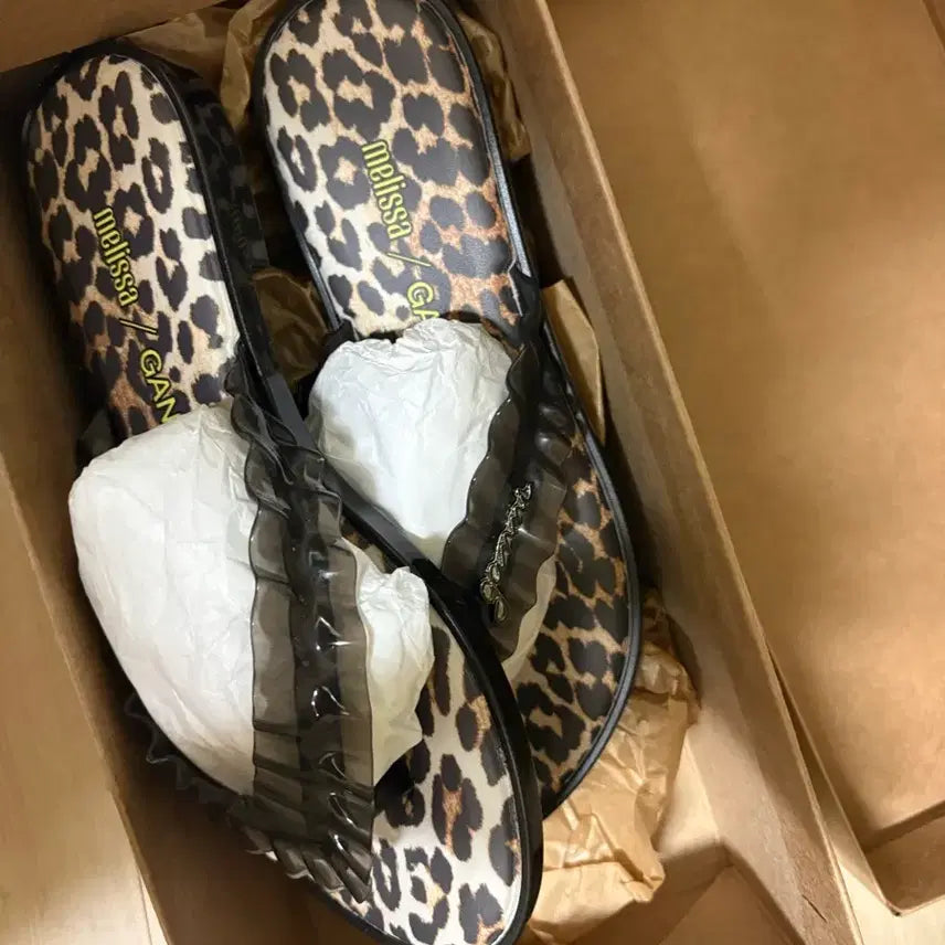 [BUNJANG] Melissa Garni Leopard Flip-Flops Black / 멜리사 가니 플립플랍 레오파드 블랙