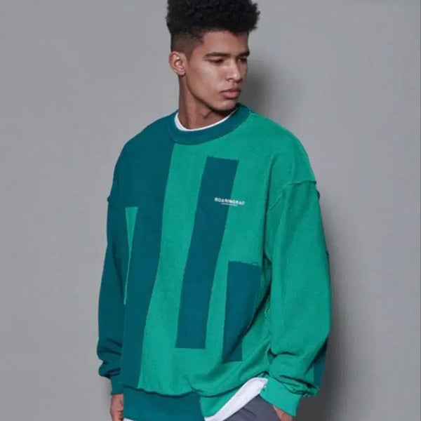 [BUNJANG] Roaring Rad Multi Patch Sweatshirt Green XL / 로어링라드 멀티 패치 스웻 셔츠 맨투맨 그린 XL