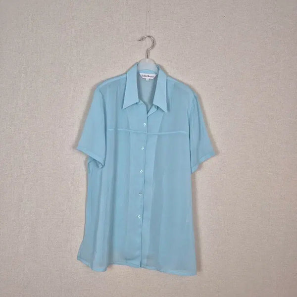 [BUNJANG] Oversized Sky Blue See-Through Blouse Jacket / (#88,99추천/택X새상품)빅사이즈 하늘색 시스루 블라우스자켓