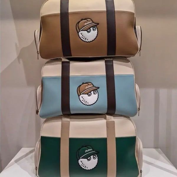 [BUNJANG] Malbon Golf Boston Bag - Brown/Blue/Green / 말본 골프 보스턴백 브라운/블루/그린