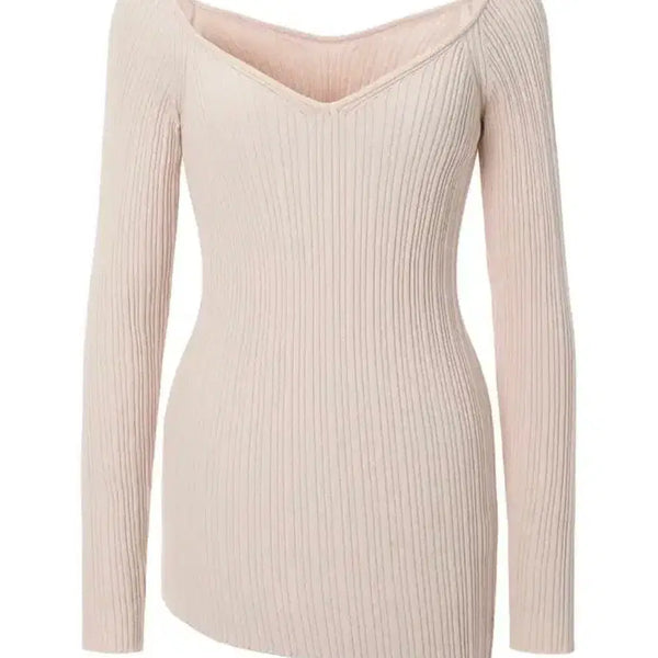 [BUNJANG] Three Times V Layered Dress M Beige / 쓰리타임즈 V layered dress M