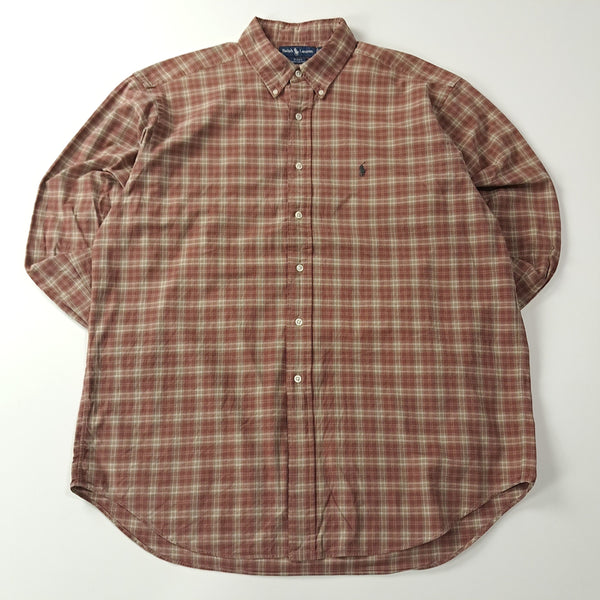 [BUNJANG] Polo Ralph Lauren Blake 90s Terracotta Modern Tartan Check Shirt / CA198 XL 폴로 블레이크 90s 테라코타 모던 타탄체크 셔츠 남방