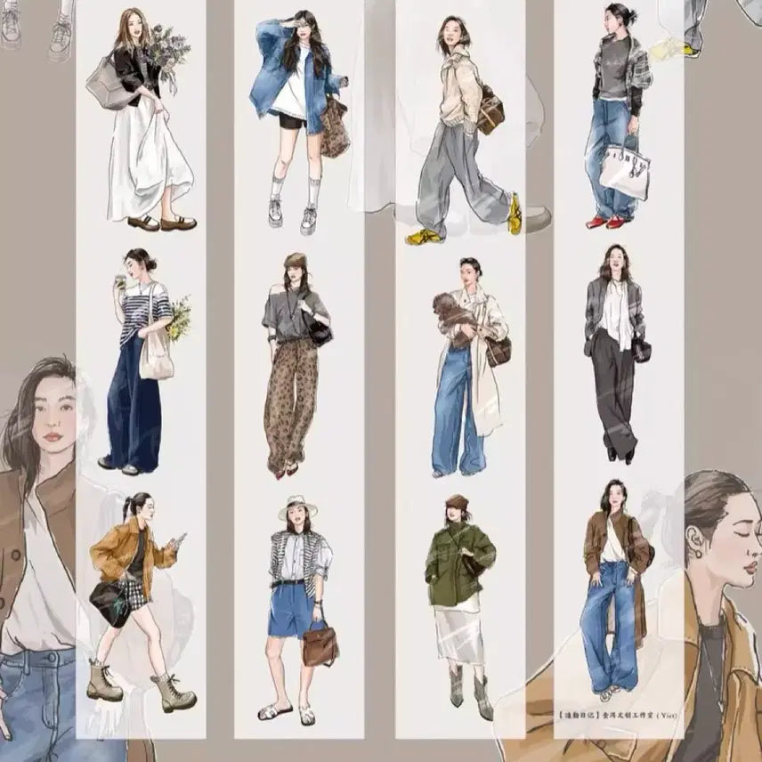 [BUNJANG] Mate Commuting Diary Urban Girl PET Washi Tape Small Cut (5.5x120cm) / [마테] 이얼 (출퇴근 일기)도시 소녀 pet 소분컷 (5.5x120)