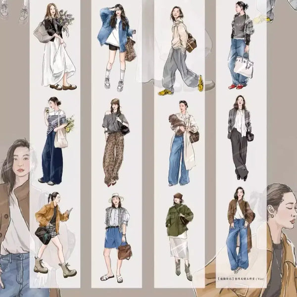 [BUNJANG] Mate Commuting Diary Urban Girl PET Washi Tape Small Cut (5.5x120cm) / [마테] 이얼 (출퇴근 일기)도시 소녀 pet 소분컷 (5.5x120)