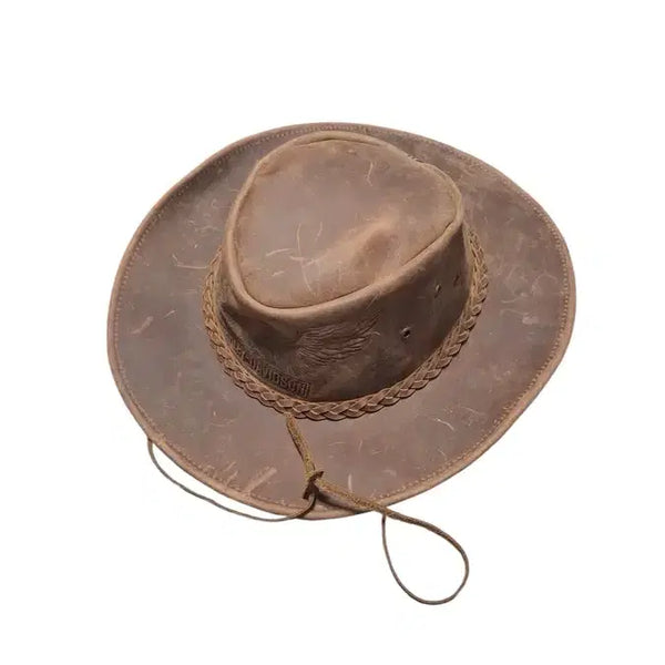 [BUNJANG] Harley-Davidson Brown Leather Cowboy Hat / 할리데이비슨 브라운 레더 카우보이 모자