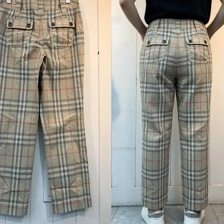 [BUNJANG] Burberry Check Pattern Women's Slacks Size 66 / 버버리 체크 바지 66사이즈