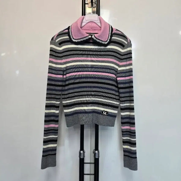 [BUNJANG] Lucky Chouette Black Label Knit T-Shirt / 럭키슈에뜨면보드라운카라니트티 36