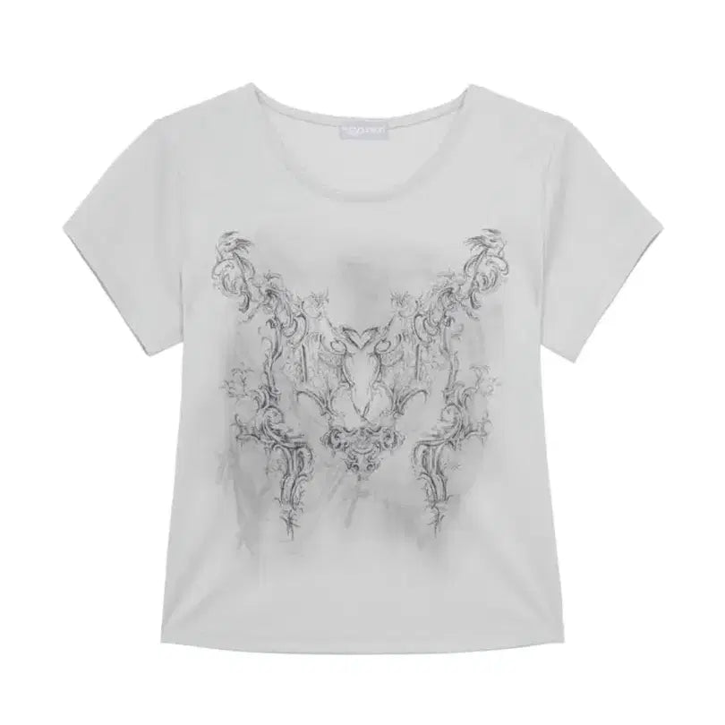 [BUNJANG] Hug Your Skin Rococo T-Shirt (Gray) / 허그유어스킨 rococo T shirts (gray)