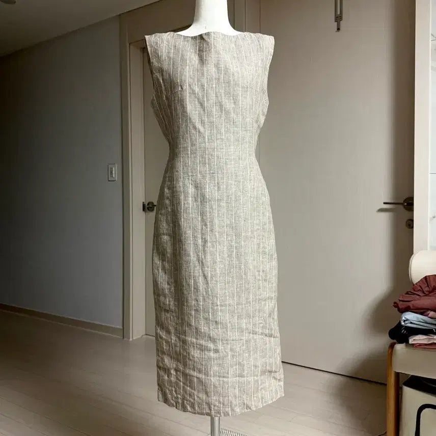 [BUNJANG] NAIN Linen Sleeveless Striped Dress / Nain 100% 린넨  민소매 스트라이프 원피스