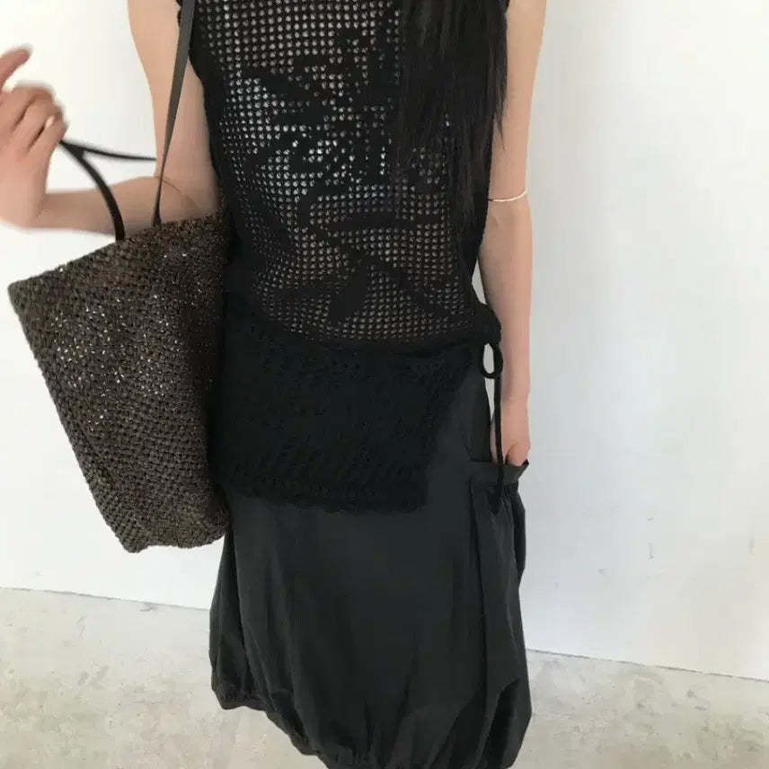 [BUNJANG] Wia Wood Skirt Black / 위아 우드 스커트