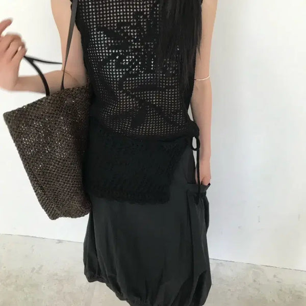 [BUNJANG] Wia Wood Skirt Black / 위아 우드 스커트