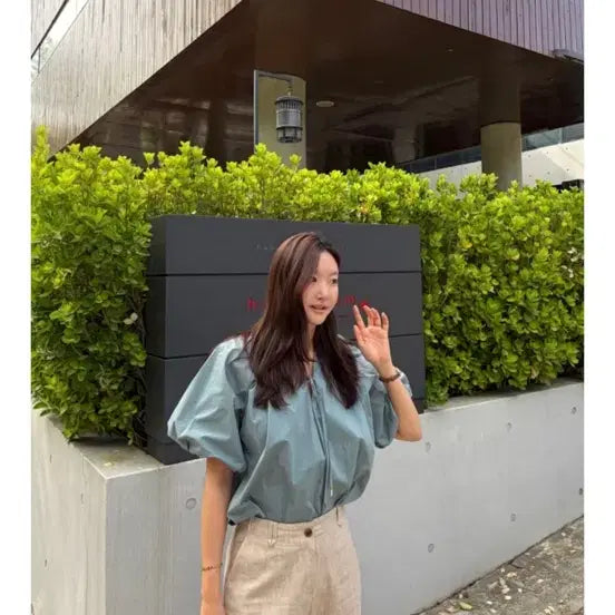 [BUNJANG] Remi Balloon Blouse & Summer Herringbone Trousers / (새상품) 르뮈 벌룬 블라우스, 썸머헤링본 트리우저